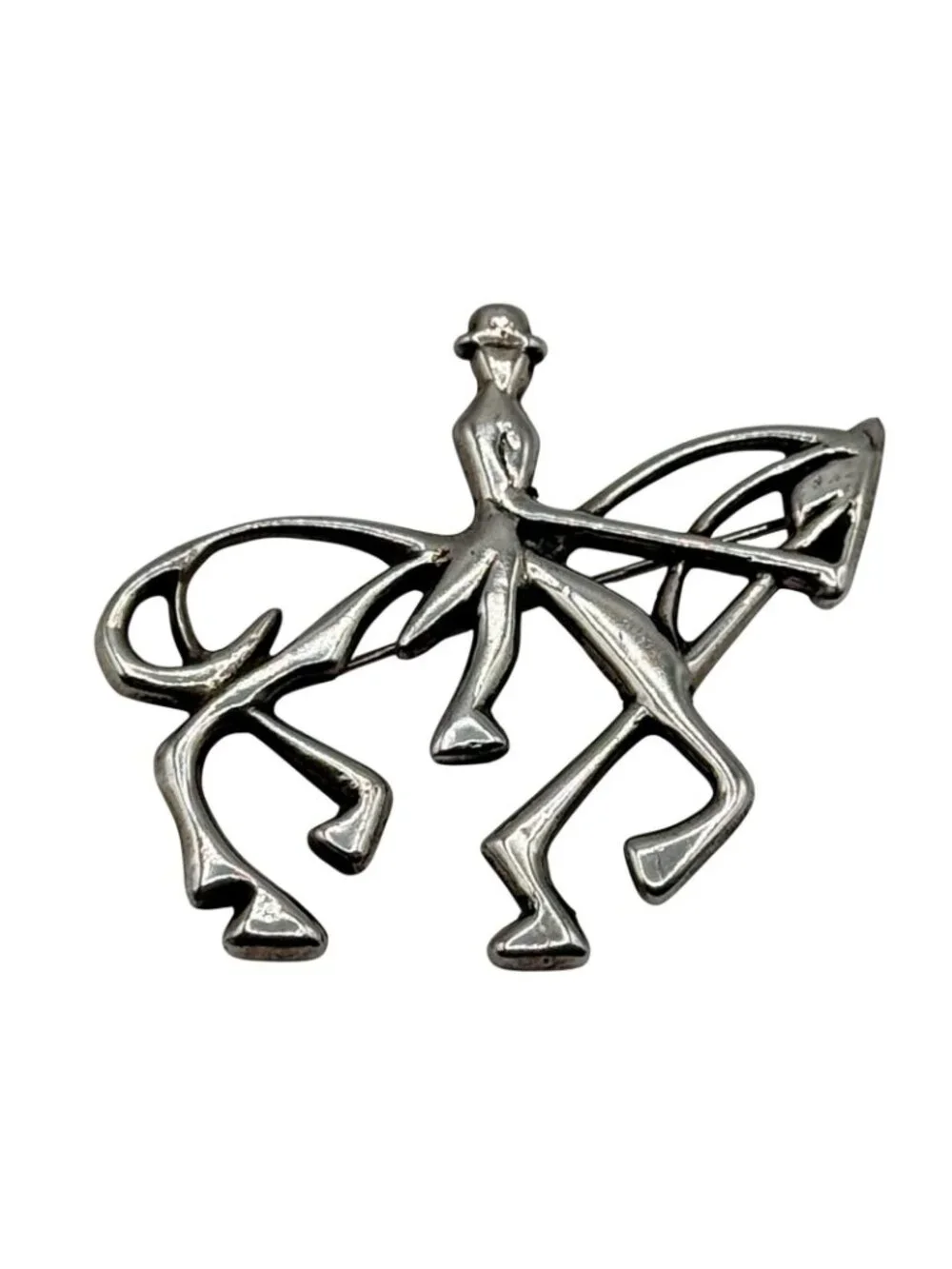 Horse Brooch Pendant Sterling Dressage Rider Equestrian Large 2.25" Signed TPW - Picture 4 of 16